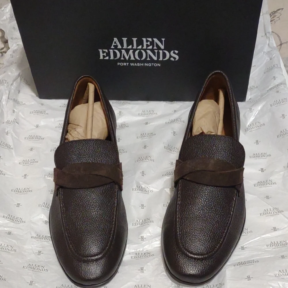 Allen Edmonds Dark Brown Textured Loafers